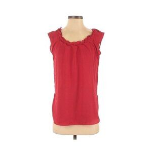 Philosophy Red Ruched Cap Sleeveless Blouse